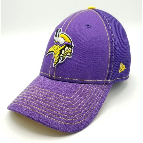 Minnesota Vikings New Era 39Thirty Flex Fitted Mesh Back Solid Purple Hat M/L - Picture 1 of 7